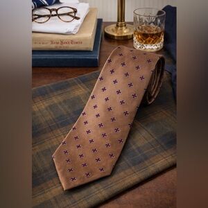 Vintage Chaps Ralph Lauren Brown Patterned 100% Silk Tie Oldmoney Classic Preppy